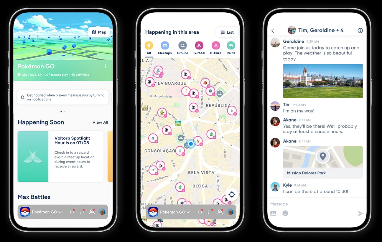 Screens showcasing the Campfire experience